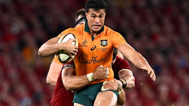 Joseph-Aukuso Suaalii in the Wallabies first Test against the British and Irish Lions.