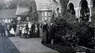 Sir Frederick Sargood and family outside the conservatory at Rippon Lea in 1902.