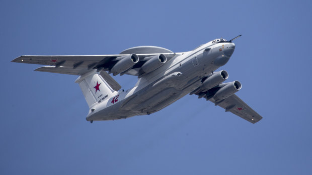 A Russian Beriev A-50 airborne early warning and control training aircraft .