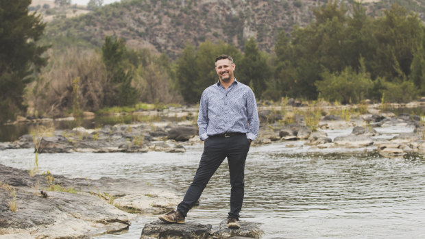 Ginninderry Conservation manager Jason Cummings at the Murrumbidgee, which partially falls under the trusts jurisdiction.