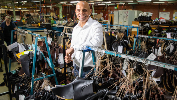 RM Williams CEO Raju Vuppalapati at the RM Williams plant in the northern Adelaide suburb of Salisbury.