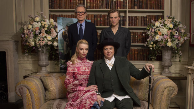 Clockwise from front left: Anya Taylor-Joy, Bill Nighy and Johnny Flynn star in Emma, directed by Autumn De Wilde, front right.  