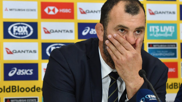Frustration: Cheika was disconsolate after the loss to Argentina.