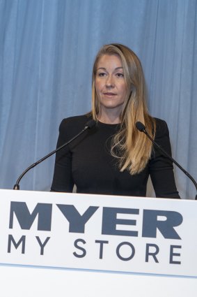 Myer chief executive Olivia Wirth at the company’s AGM in December last year.