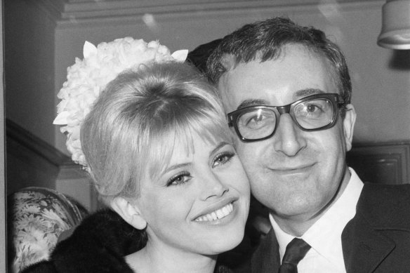 Ekland and English actor Peter Sellers on their wedding day at Guildford Register Office, 1964.