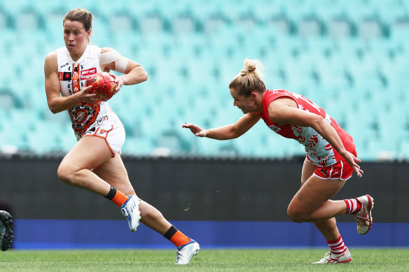 The Giants’ Nicola Barr etched her name in history with the first goal of the match.