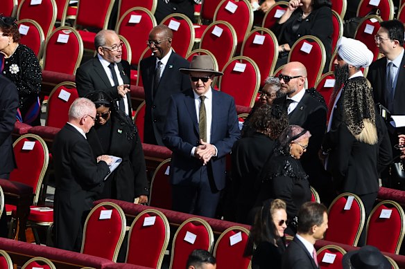 Prime Minister Anthony Albanese arrives for the Inauguration Mass of Pope Leo XIV, at Vatican City.