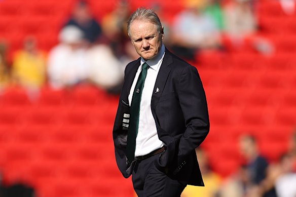 Joe Schmidt, Wallabies head coach, looks on at Newcastle.