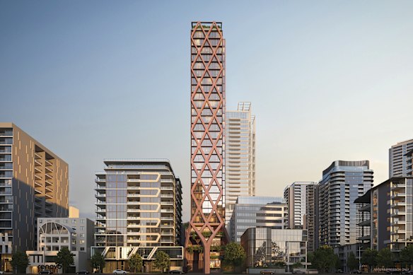 The “slender tower form” will be about 12 metres wide through most of its height.