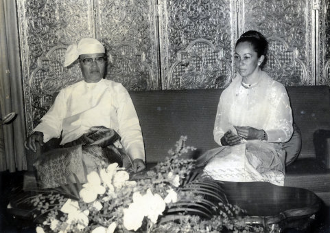 Former Burmese dictator Ne Win (L) and June Rose Bellamy on their wedding day in Burma in the 1970s. 