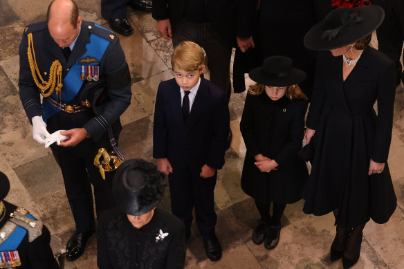 Prince William, Prince of Wales, Prince George of Wales, Princess Charlotte, Catherine, Princess of Wales at Westminster Abbey,