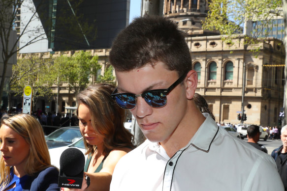 Hayden Currie outside the Melbourne Magistrates' Court last year.
