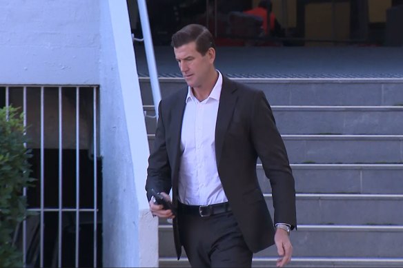 Ben Roberts-Smith outside the offices of a bankruptcy lawyer last month.