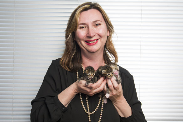 RSPCA ACT chief executive officer Michelle Robertson with kittens that will be recognised as "sentient beings".