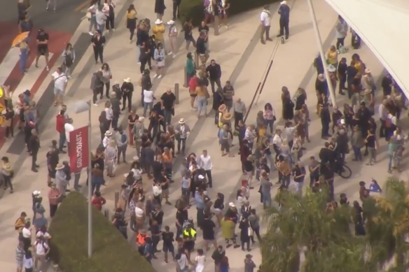 Protesters also forced the lockdown of Gold Coast City Council chambers.