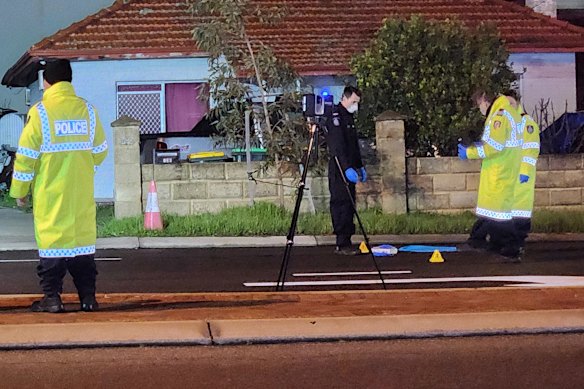 Police at the scene of a fatal hit-and-run in Glendalough on Thursday night.