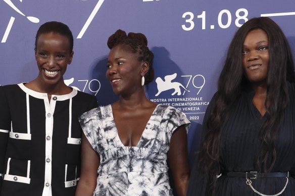 From left, Kayije Kagame, Alice Diop and Guslagie Malanda at the Venice Film Festival.