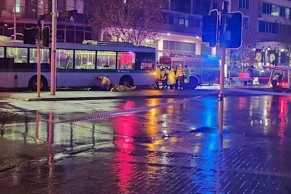 A man has died after he was fatally struck by a bus on friday night.