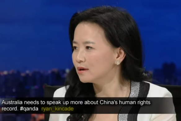 Cheng Lei, seen here on the ABC’s Q&A in 2014, was formally arrested last year on suspicion of illegally supplying state secrets.