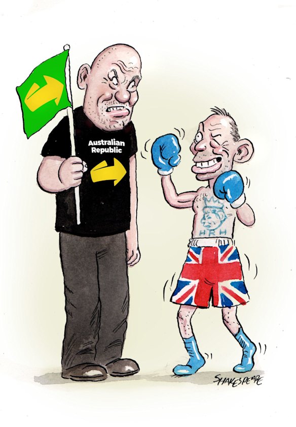  One of the issues Fitzsimons and Abbott disagree on is Australia becoming a republic. 