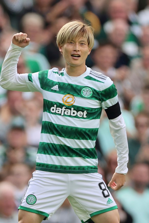 Kyogo Furuhashi scored a first-half hat-trick.