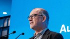 Gerard Minack presents at a Morgan Stanley event in Sydney.