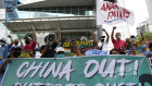 Anti-China demonstrations late last year outside the Chinese consulate in Makati, Philippines. 