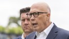 Opposition Leader Peter Dutton campaigning in the seat of Dunkley with the losing Liberal candidate, Frankston Mayor Nathan Conroy.