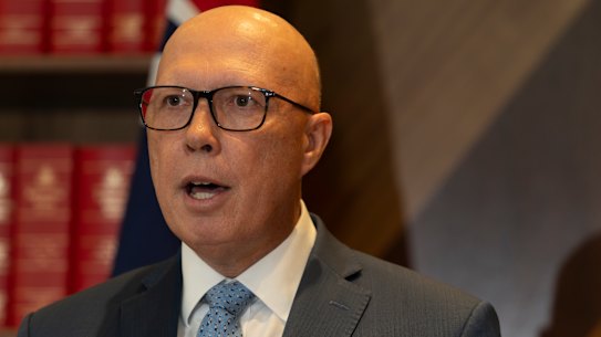 Opposition Leader Peter Dutton in Melbourne earlier on Monday.