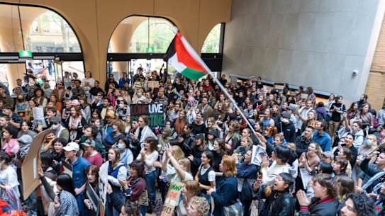 Students protest over the war in Gaza at the University of Melbourne in May.