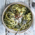 
Keep spinach in the freezer for stand-by meals like this spinach and walnut pesto pasta.