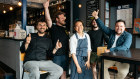 Daniel Adgemis (far right) and his staff are ready to welcome patrons back to Chapel Street’s Union Hotel when lockdown ends.