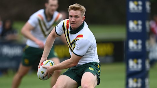 Tom Dearden at Kangaroos training ahead of the Pacific Championships.
