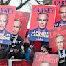 Supporters of Mark Carney outside a federal leaders’ election debate in Montreal.