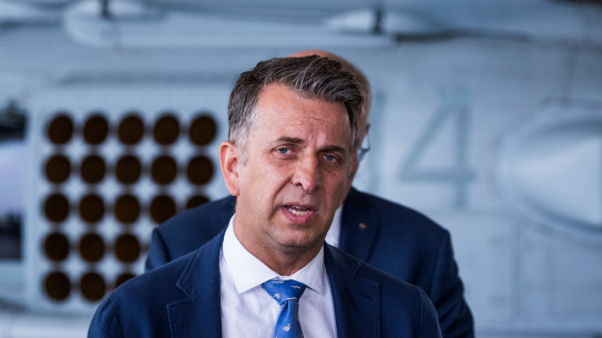 Liberal candidate for Gilmore Andrew Constance campaigning ealier this month