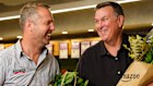 Harris Farm Markets co-chief executive Angus Harris with Amazon’s Prime boss Arno Lenior in a Sydney store on Tuesday.