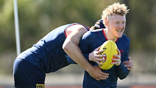 Clayton Oliver won’t play for the seniors in Melbourne’s match simulation against Richmond on Sunday.