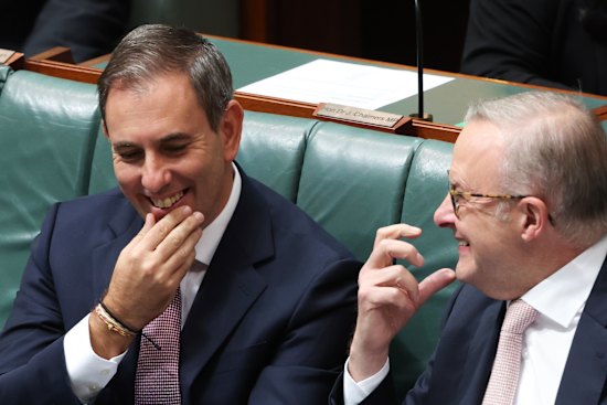 Treasurer Dr Jim Chalmers and Prime Minister Anthony Albanese on Tuesday.