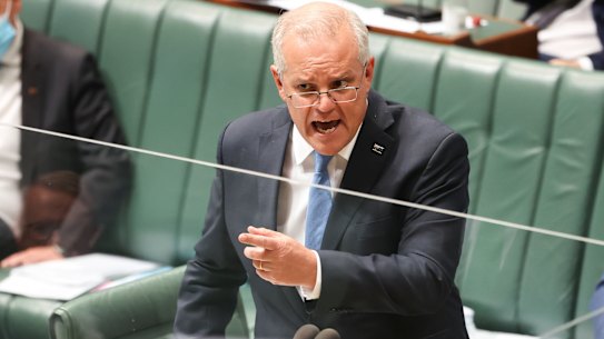 Scott Morrison in question time on Wednesday.
