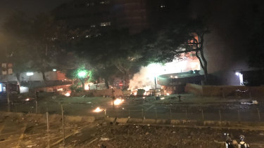Fire breaks out at Hong Kong Polytechnic University. 