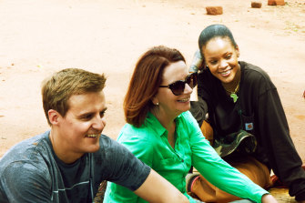 Julia Gillard with Hugh Evans, CEO of youth charity Global Citizen, and pop star Rihanna, an ambassador for The Global Partnership For Education, in Malawi.