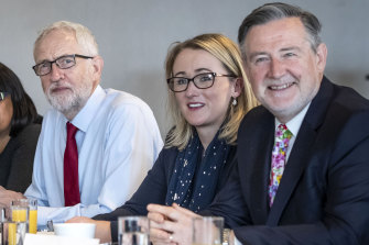 Labour trade spokesman Barry Gardiner (right) at a shadow cabinet meeting with Labour leader Jeremy Corbyn and business spokeswoman Rebecca Long-Bailey.