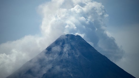 Mayon volcano as seen from Malilipot, Albay province, northeastern Philippines in 2023.