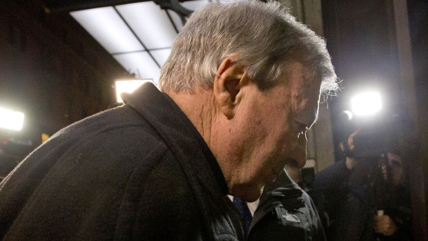 Pell arrives at the Quirinale hotel in Rome to testify via videolink to the sex abuse royal commission sitting in Sydney in 2016.