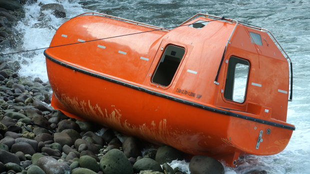 The Australian lifeboat which brought 28 asylum seekers back to Indonesia in February 2014.