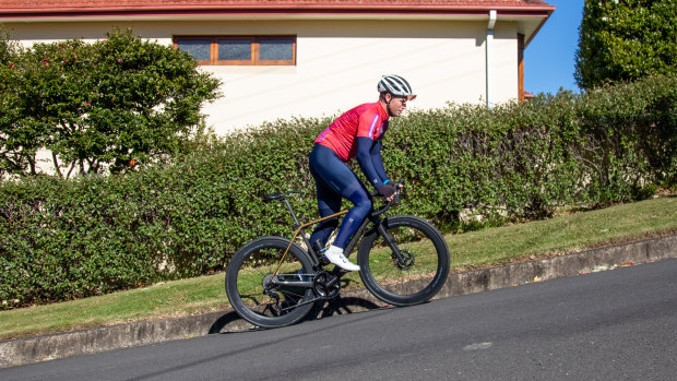 Wollongong 22 safety manager Mark Renshaw tackles Ramah Avenue in Wollongong. 