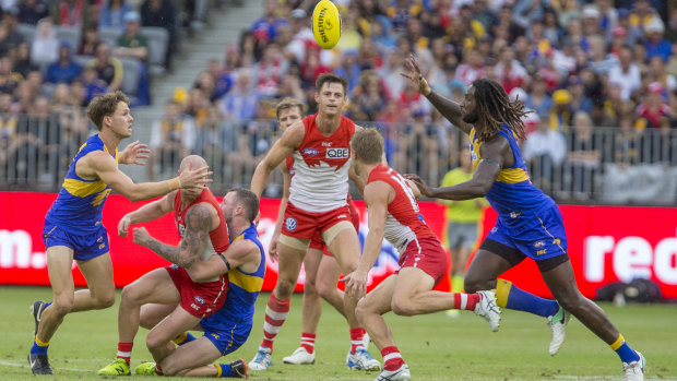 Nic Naitanui's ability to take possession after a ruck contest is a massive advantage for West Coast.
