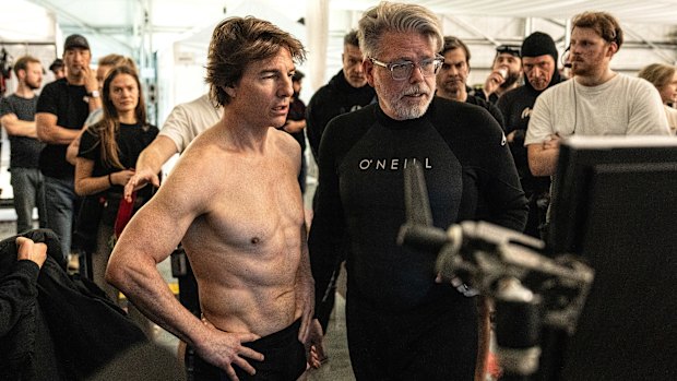 Tom Cruise and director Christopher McQuarrie on the set of Mission: Impossible – The Final Reckoning.