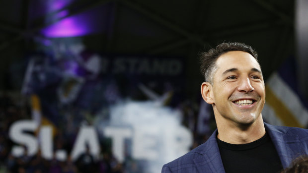 New era: the win over Brisbane was Melbourne's first in the era after Billy Slater, who now has a stand named after him at AAMI Park.