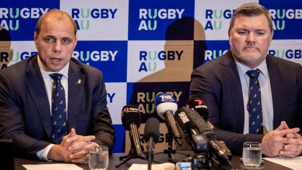 Rugby Australia CEO Phil Waugh and chair Daniel Herbert.
